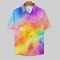 thumbnail image 3 of Mens Summer Colorful Tie Dye Vortex Shirts Button Down Short Sleeve Vintage Hawaiian Shirts with Pocket, 3 of 6