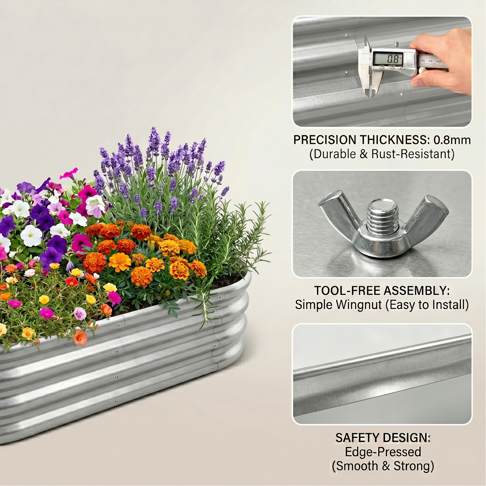 MATSKY Galvanized Raised Garden Bed, 4ft Oval, 4-Pack photo 2