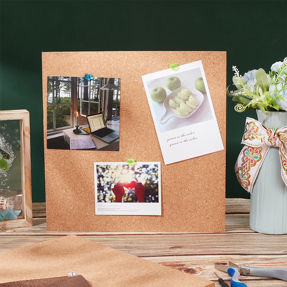 2Pcs Square Cork Bulletin Boards 11.8x11.8 Inch Wood Cork Board 0.6 Inch Thick Square Wooden Board Tiles for Wall Decoration Party and DIY Crafts