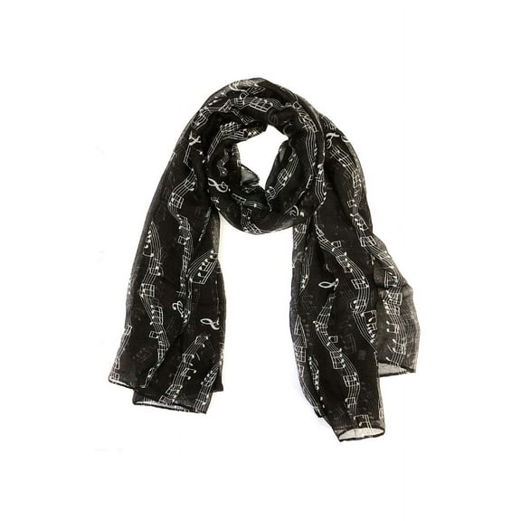 Wrapables® Lightweight Musical Notes Long Scarf, Black