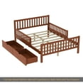 thumbnail image 6 of Full Size Wood Platform Bed with Guardrails on Both Sides and Two Storage Drawers, Walnut, 6 of 10