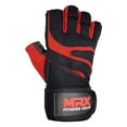 thumbnail image 4 of Weightlifting Gloves with Integrated Wrist Wrap Support Half Finger Body Building Gym Glove Red XX-Large, 4 of 6
