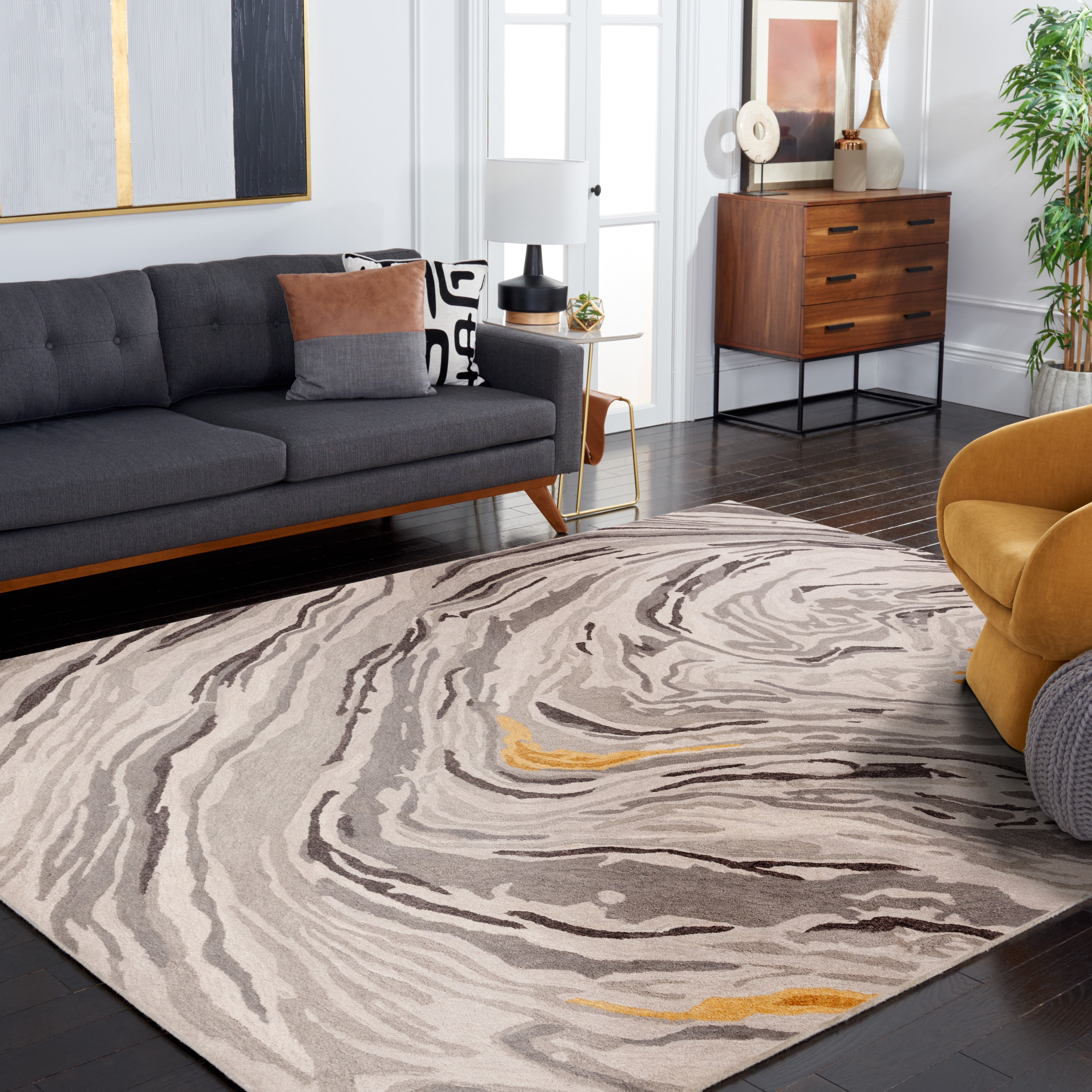 SAFAVIEH Soho Vasilis Abstract Area Rug, Grey/Gold, 5' x 8'