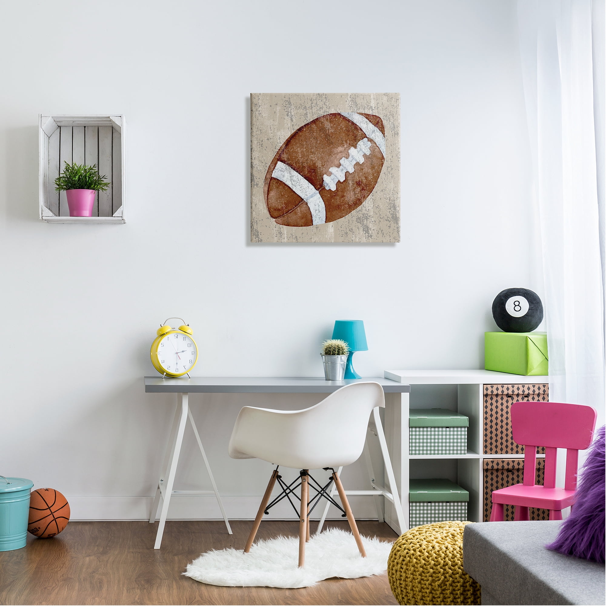 Stupell Industries Rustic Sports Football Abstract Painting Gallery Wrapped Canvas Art Print Wall Art, 24 x 24