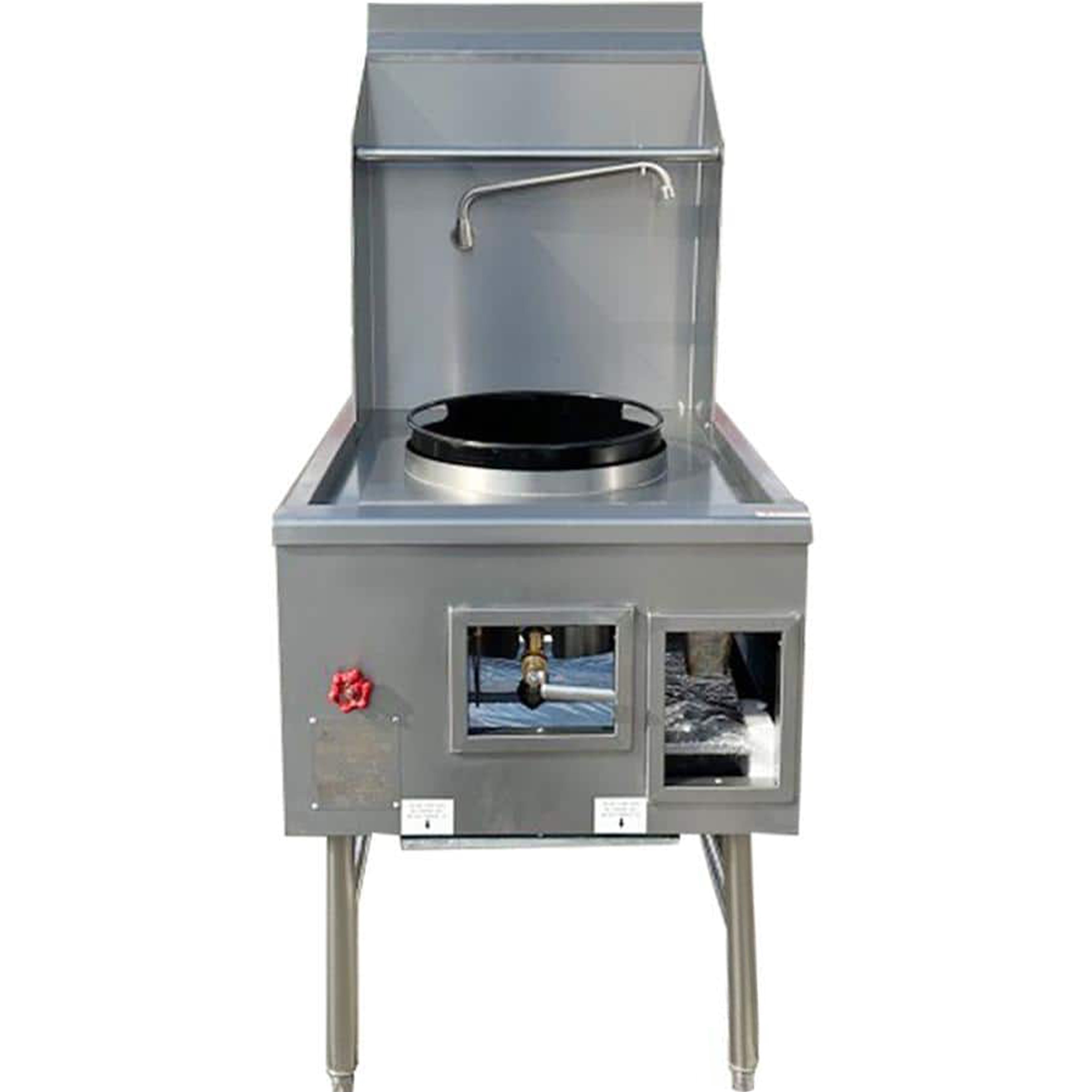 NSF 28" Commercial Wok Range with 16" Single Wok Hole & Waterfall Cooling | Natural Gas | 125,000 BTU Jet Burner