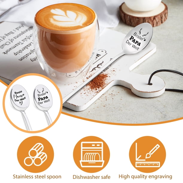 Toystoory Cuchara de acero inoxidable para amantes del café, regalo para cumpleaños, elección para regalos de cumpleaños, 2 pack/lote Mostrada