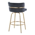 thumbnail image 4 of Cinch 26" Glam/Art Deco Fixed-Height Counter Stool with Swivel in Gold Metal and Black Velvet with Round Footrest by LumiSource - Set of 2, 4 of 4