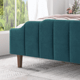 thumbnail image 3 of Einfach Queen Upholstered Platform Bed with Velvet Wingback, Turquoise, 3 of 6