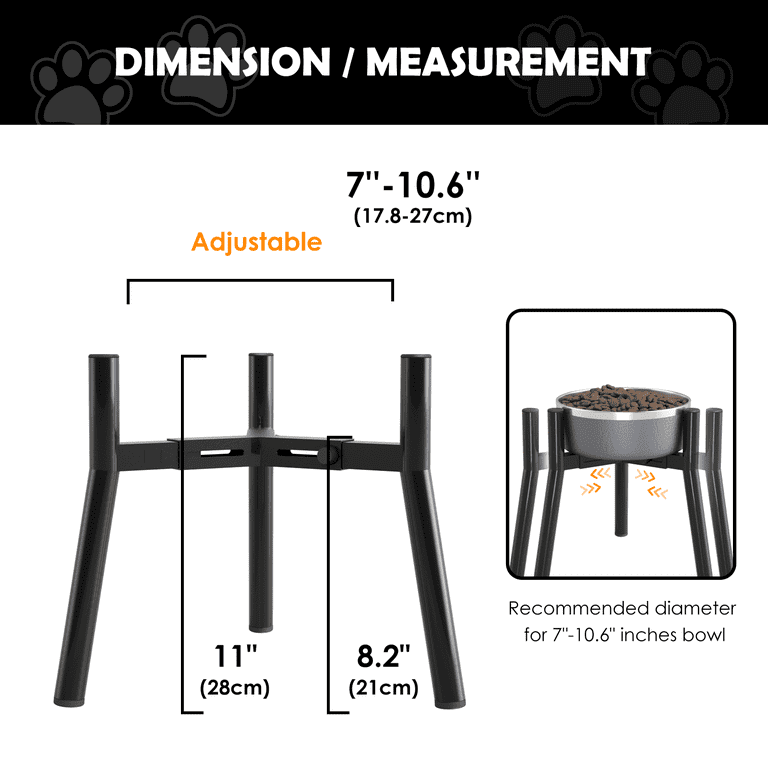 SHAINFUN Raised Dog Bowl Stand, 11" Height Adjustable photo 7