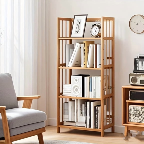 Bamboo Shelf, Multi-Tier Bookcase Storage Shelves, Removable, Multipurpose Storage Display Shelf Adjustable Storage Rack For Bathroom Home Office Living Room Kitchen, Natural