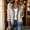 Beige, variant on Women Denim‑Spliced Ribbed Knit Short Jacket Notched Lapel Button‑Front Cuffed Long Sleeve Casual Outer Coat Black XXL