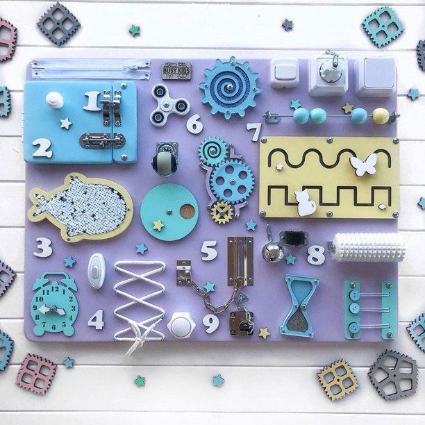 Diy Wood Chips Hand-painted Doodle Accessories Alarm Clock Gear Puzzle Montessori Busy Board Toy Dropshipping heqiyong LED