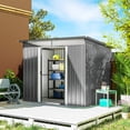thumbnail image 2 of Outsunny 9' x 6.5' Garden Storage Shed with Skylight, Light Grey, 2 of 10