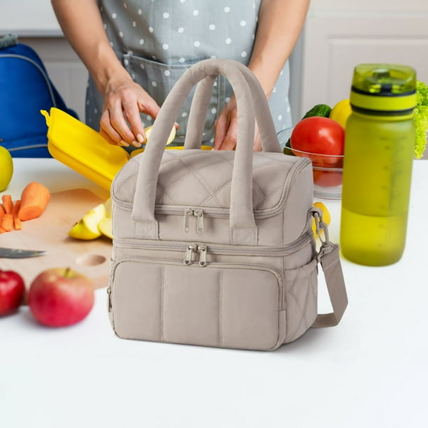 Bolsa nevera para el almuerzo bandolera de mano | Bolsa de almuerzo aislada multifuncional | Amplio organizador de preparación de comidas | Forro fácil de limpiar | Picnic para el trabajo y la