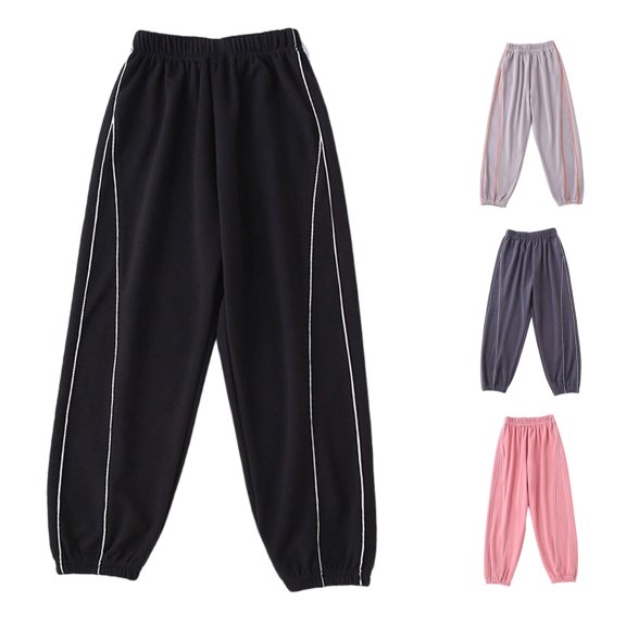 Pants for Girls Lined Pants Winter Warm Thermal Kids Joggers Soft Cozy Casual Trousers for Thickened Comfortable Activewear Black 11-12 Years