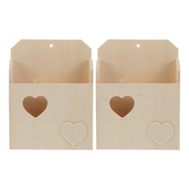 2 cajas de sobres de madera sin terminar, para correo, sobre de madera, archivador de pared, portalápices, maceta, revistero de pared, manualidades para niños