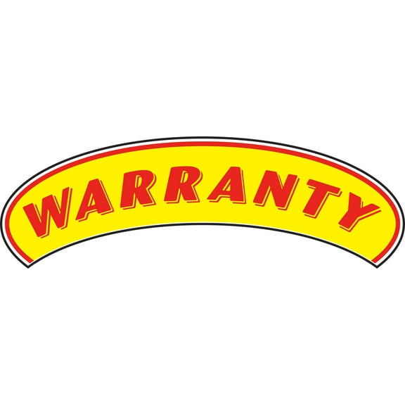 Arch Windshield Slogan Sticker - Red/Yellow -"Warranty" - 2 3/4ʺW x 12ʺL - Pack of 12