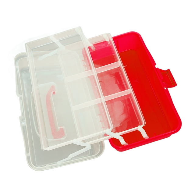 Three Layer Storage Box, Plastic Folding Tool Box Portable Handled Multipurpose Organizer Large Capacity Folding Storage Box For Storing Stationery Cosmetics