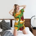 thumbnail image 5 of Honeii Cool Dinosaur Playing Guitar for Women's Summer Pajama Set featuring Soft Short Sleeve Shirt & Matching Bottoms with Convenient Pockets for Relaxed Home Wear-Medium, 5 of 6