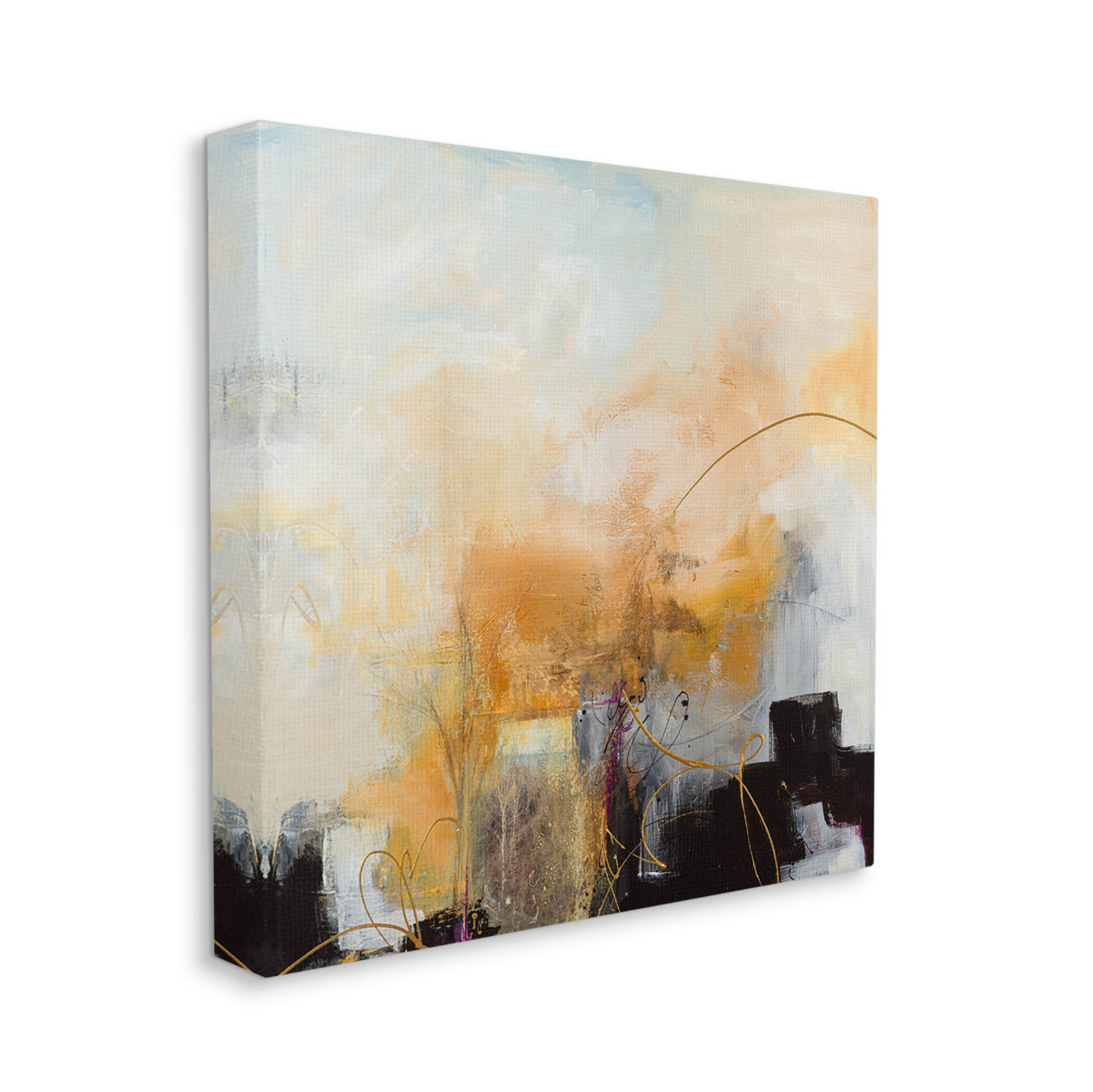 Stupell Industries Bold Yellow Blocked Shapes Painting Gallery Wrapped Canvas Print Wall Art, Design by Ruth Fromstein