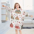 thumbnail image 5 of FORMRS Wearable Blanket Hoodie with Sleeves for Kids Cozy Flannel Sweatshirt, Red Nordic Christmas House, 5 of 7