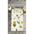 thumbnail image 3 of Ambesonne Flower Quilted Bedspread Set 2 Pcs, Bees Daisies Chamomile, Twin Size, Yellow White and Black, 3 of 3