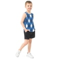 thumbnail image 4 of Blue Tone Argyle Pattern Plaids Vest Undershirt Tank Top Sleeveless Quick Dry 4T, 4 of 7