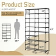 thumbnail image 3 of 2-Column Tall Shoe Rack for Front Door Entrance, 10 Tier Metal Large Floor Free Standing Shoes Boots Sneaker Handbag Display Shelf with Hooks, 30-40 Pairs Shoes Storage Organizer, 3 of 12