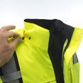 thumbnail image 3 of Cordova PK401-XL Reptyle Type R, Class III, Lime Parka, Quilted Lining, Reflective Tape On Black Contrasting Stripes, PU Coated Polyester Shell With Storm Flap, Concealed/Detachable Hood, X-Large, 3 of 3