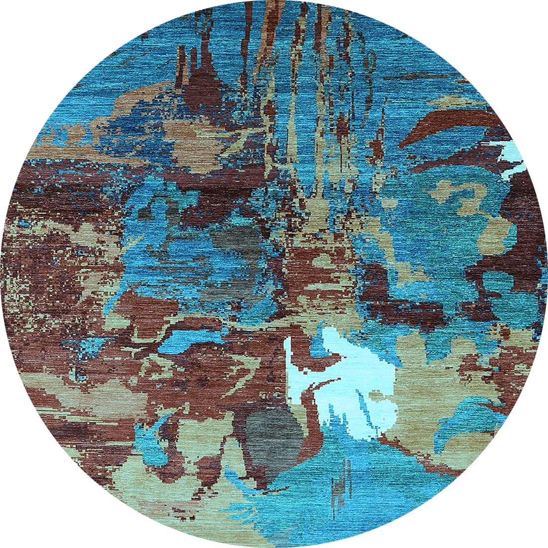 Ahgly Company Indoor Round Oriental Light Blue Industrial Area Rugs, 8 ...