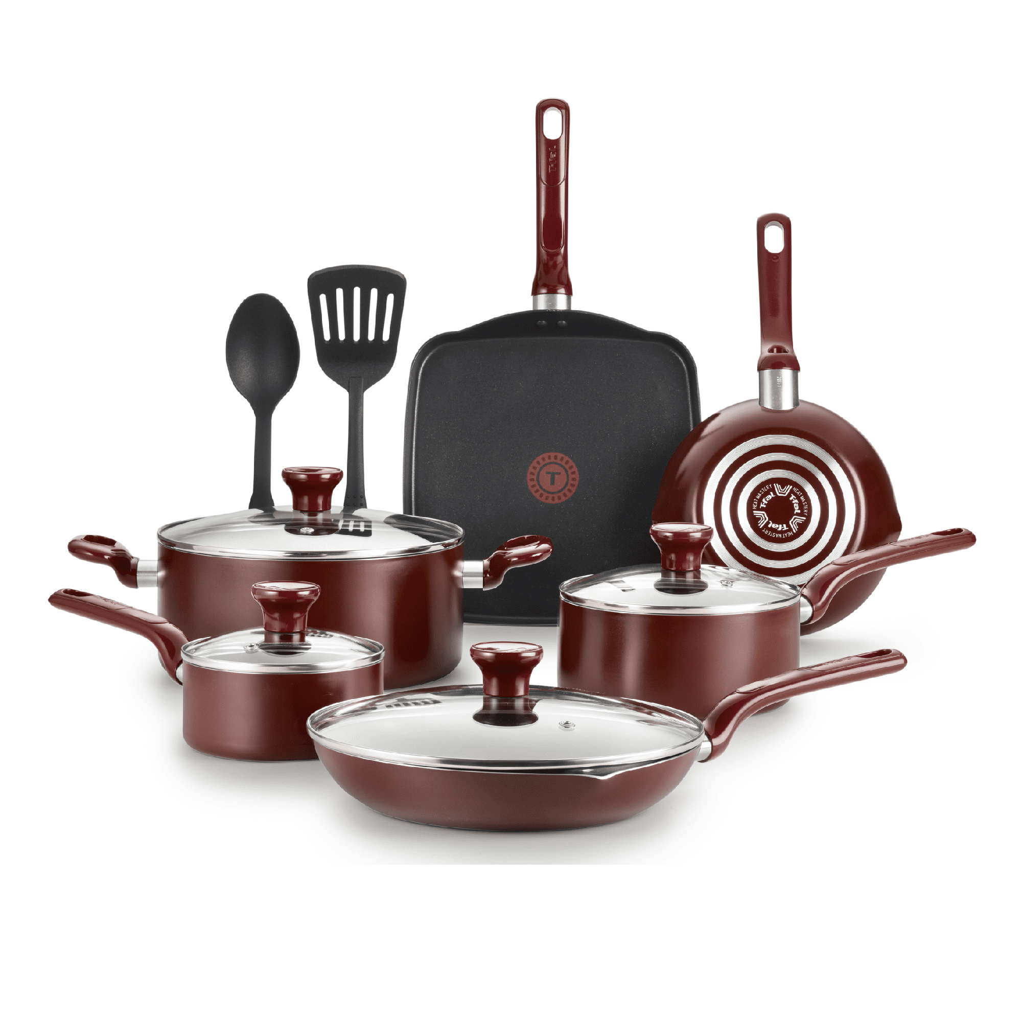 T-fal B004SC63 Ultimate Hard Anodized Cookware Set 12-Piece Red 