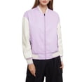 thumbnail image 1 of xiaxaixu Women Baseball Jacket, Long Sleeve Baseball Collar Zipper Closure Patchwork Varsity Jacket Fall Clothes with Pockets, 1 of 6