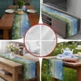 thumbnail image 5 of Burlap Table Runner 60 Inches Long, Country Flower Daisy Green Grass Non-Slip Kitchen Table Runners for Dining Room Everyday Use Party Table Decorations Watercolor Oil Painting Style, 5 of 9