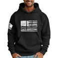 thumbnail image 3 of Men's Flag Print Oversized Hooded Sweatshirt, Long Sleeve Loose Fit Fleece Pullover for Casual Wear, Patriotic Style,Black,L, 3 of 5
