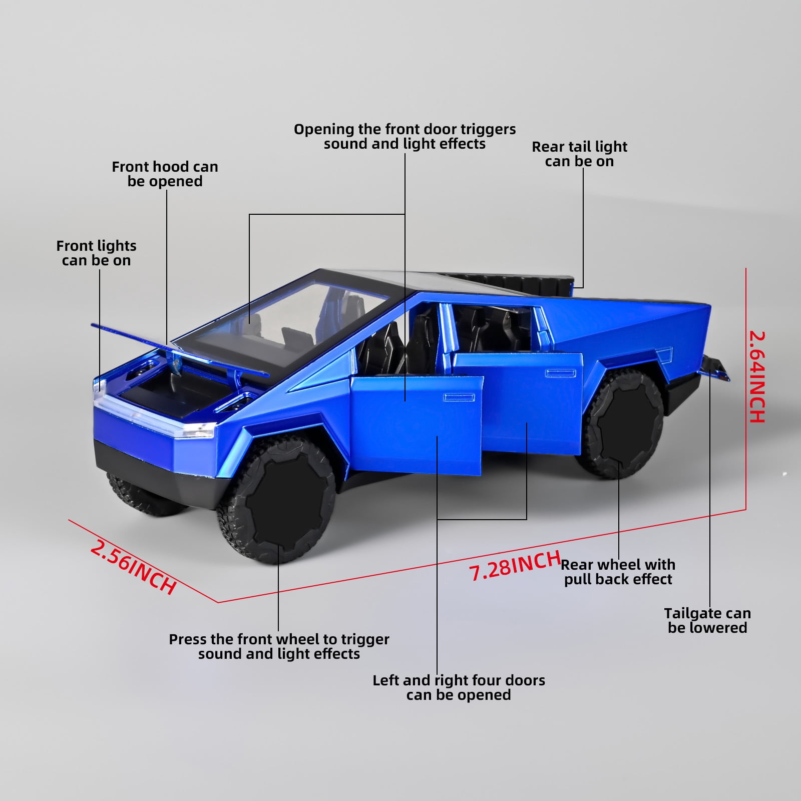Anmyjuly 1/32 Alloy Pickup Truck Model with Sound and Rebound Functions, Suitable for Children,Halloween gift