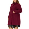 thumbnail image 4 of Agnes Orinda Women's Plus Size Peter Pan Collar Coat Solid Single Breasted Long Fall Winter Outerwear with Pockets 2X Burgundy, 4 of 7