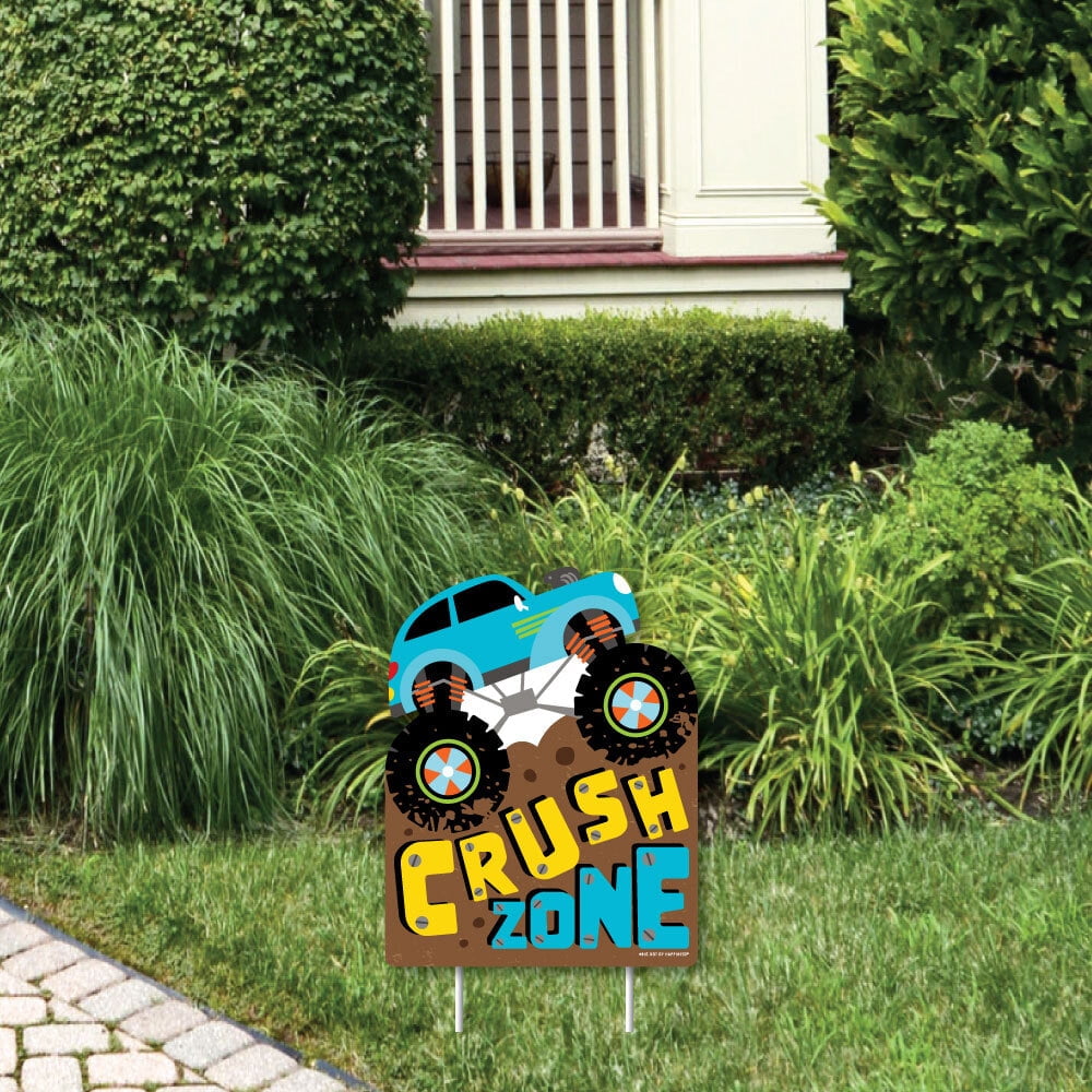 Smash and Crash - Monster Truck - Outdoor Lawn Sign - Boy Birthday Party Yard Sign - 1 Piece