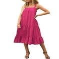 thumbnail image 2 of Robe Maxi Ample à Volants Sans Manches à Bretelles Épaisses Réglables pour Femmes avec Poches, 2 of 8