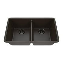 32" x 19" Quartz Kitchen Sink, 50/50 Double Bowl Sink, Drop-in Sink, Undermount Sink, Granite Kitchen Sink, Galaxy Mocha Kitchen Sink by Lexicon Platinum LP-5050-M-SO