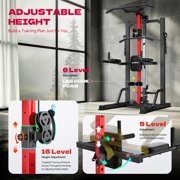 LNOW Multi-Station Home Gym 450LB Power Tower Cable Machine with Pull Up Bar Dip Station for Strength Training