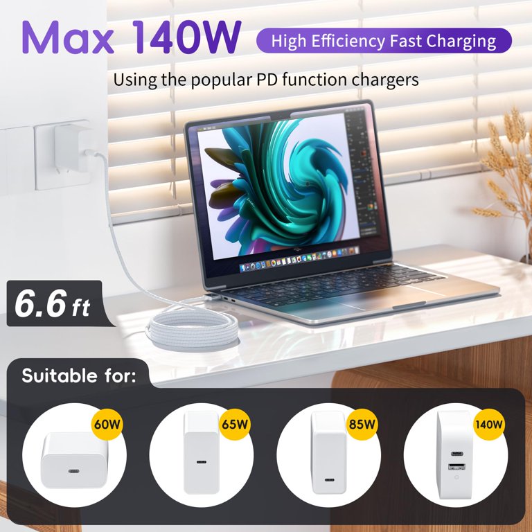 140W USB-C to Magnetic 3 Cable, Compatible with MacBook Magnetic