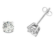 JEWELS GALLERY 0.10 Carat F-G/VS Lab Grown Diamond 14K White Gold Stud Earrings With Secure Push Back