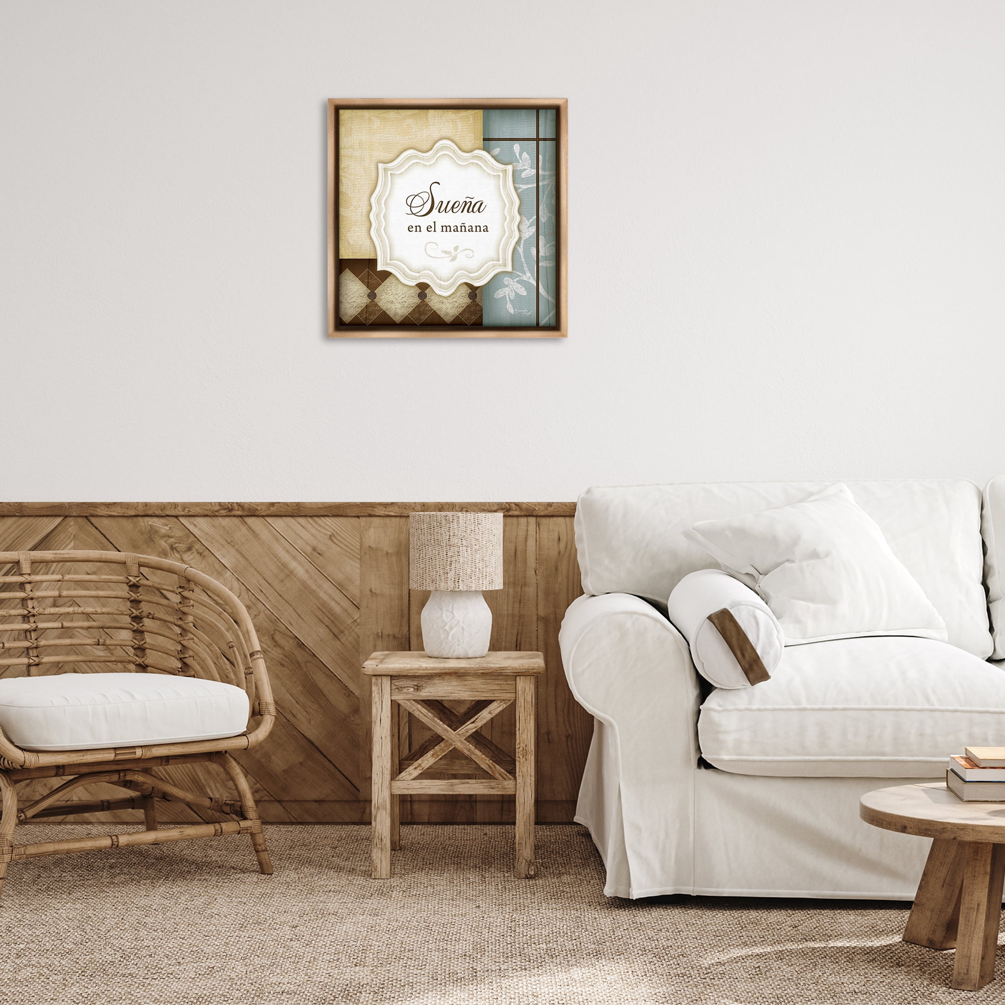 Stupell Industries Sueña en el Mañana Inspirational Quotes & Sayings Painting Brown Floater Framed Art Print Wall Art, 25 x 25