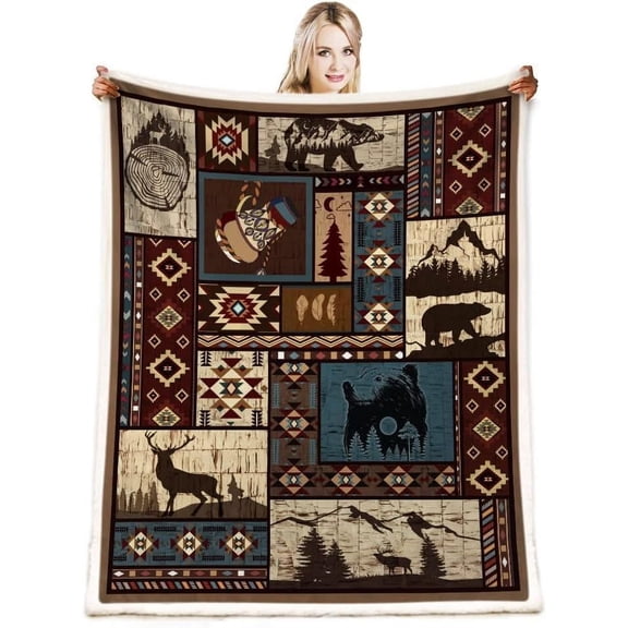 Southwestern American Native Throw Blanket Christmas Blanket Gifts Farmhouse Decor Aztec Bohemia Decor Reversible Woven Tassels Mexican Blankets and Throws for Couch Bed Livingroom