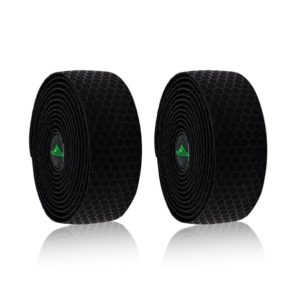 Bicicleta de carretera Manillar Cinta Amortiguador Absorción de choque Envolturas de bicicleta EVA PU Silicona autoadhesivo Aglete flexible Trimsable Cinturón Negro 2 piezas tholdsy OD003357-01B