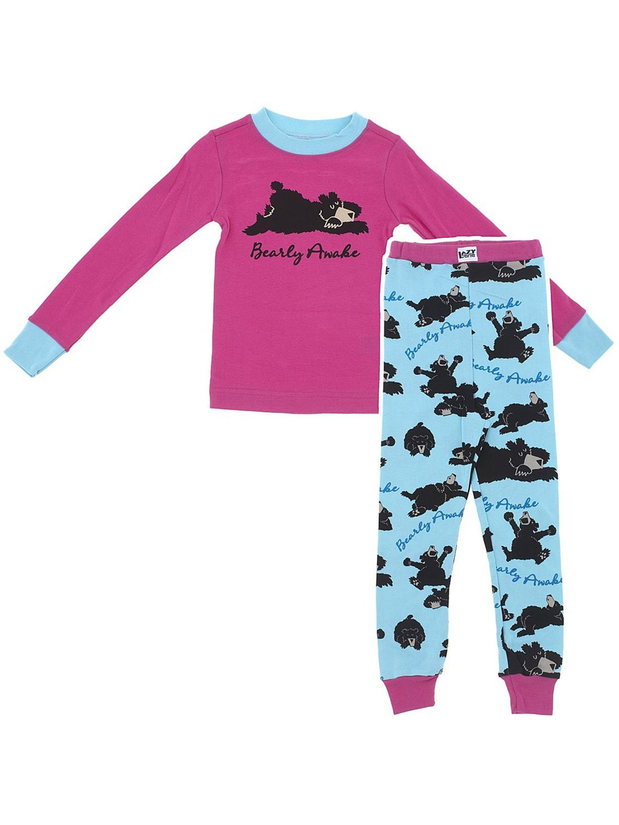 LazyOne Girls Bearly Tame Kids PJ Set Long Sleeves