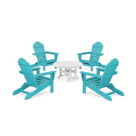 Trex Outdoor Furniture 5-Piece Monterey Bay Folding Adirondack Chair Conversation Group in Aruba