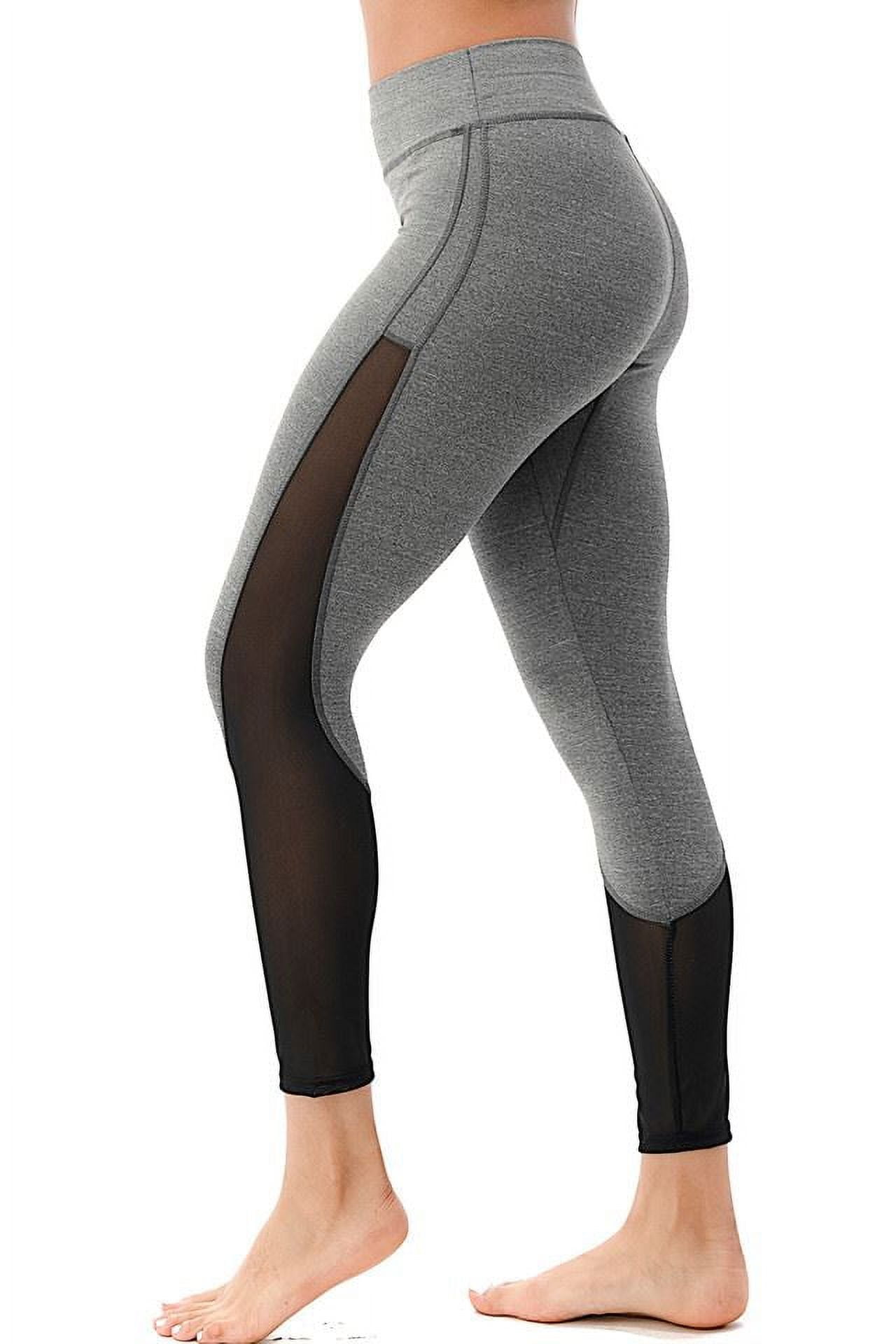 NWT $78 WomenX By Gottex Leggings Active Yoga Back Mesh Leggings Gray  Heather L