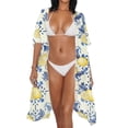 thumbnail image 2 of Xoenoiee Lemon Flower Pattern Women's Swimsuit Cover Up 2026 Summer Lightweight Cardigan Short Sleeve Boho Kimono Oversized Open Front Sweater Tops, 2 of 6