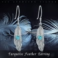 thumbnail image 6 of Coachuhhar Feather Earrings 925 Sterling Silver Turquoise Dangle Earrings Native Jewelry Western Gifts for Women Birthday, 6 of 7